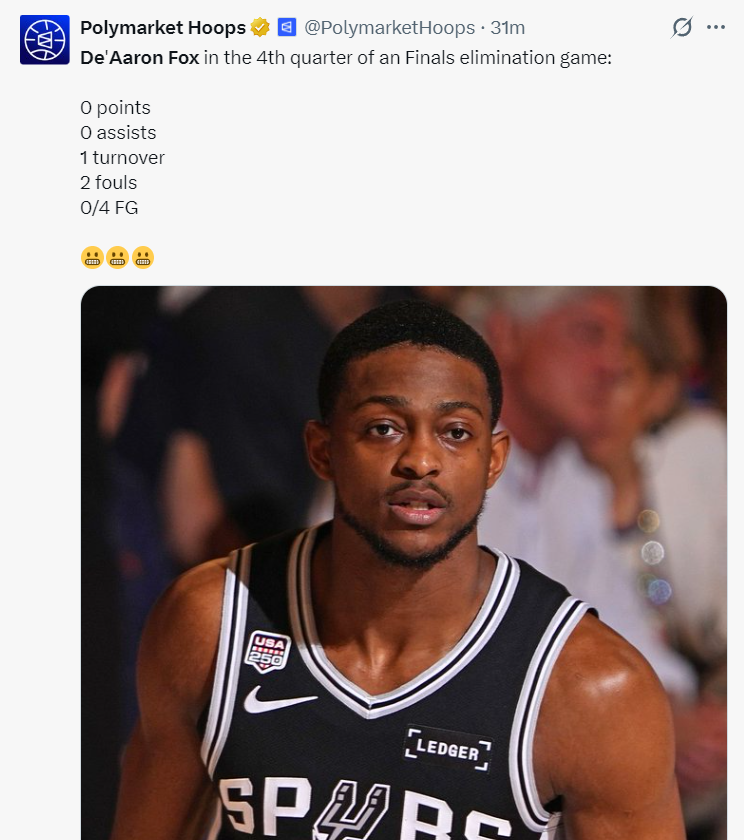 NBA总决赛战报：福克斯一级恶犯！马刺16分优势变3分，卡斯尔7中0